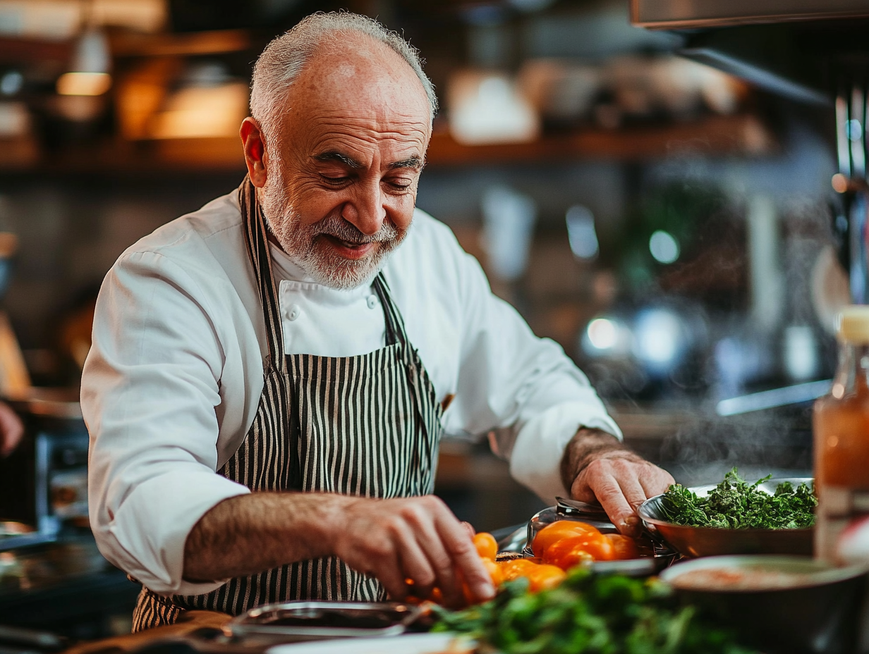 Кухар демонструє приготування здорової страви